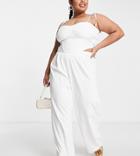 Jaded Rose Plus High Waist Wide Leg Pants In White - Part Of A Set
