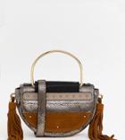 River Island Leather Crossbody Bag With Tassels In Tan - Copper
