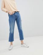Only Straight Leg Jean With Raw Hem-blue