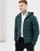 Fred Perry Hooded Puffer Jacket In Green - Green
