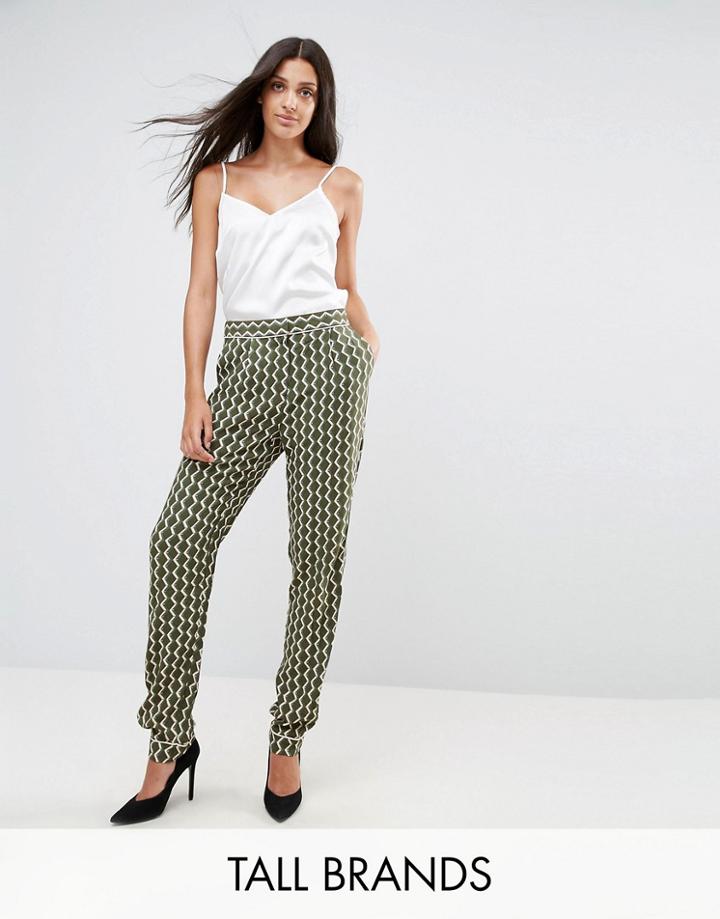 Y.a.s Tall Relaxed Pants In Geo Print - Navy