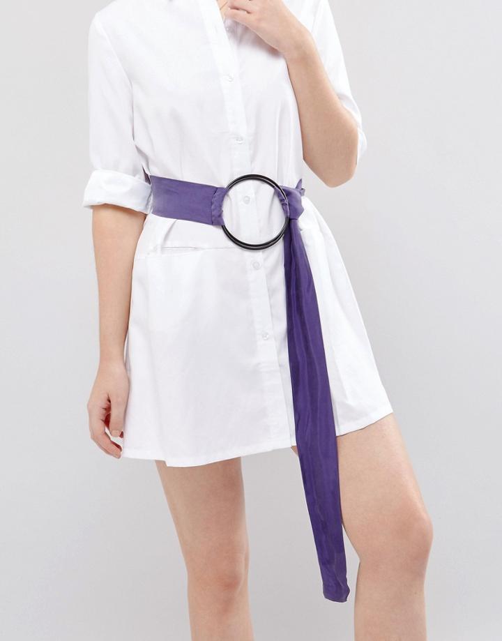 Asos Oversized Ring Sash Belt Mauve With Black Metal Work - Purple