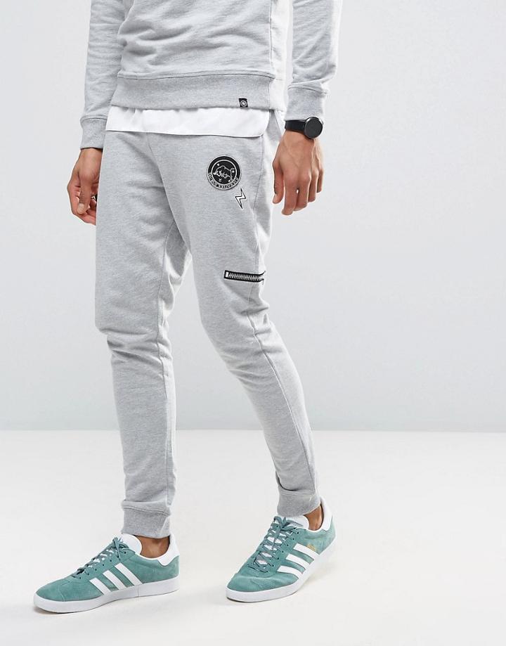 Only & Sons Joggers In Slim Fit With Patches - Gray