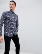 Jack & Jones Premium Slim Floral Print Shirt - Navy