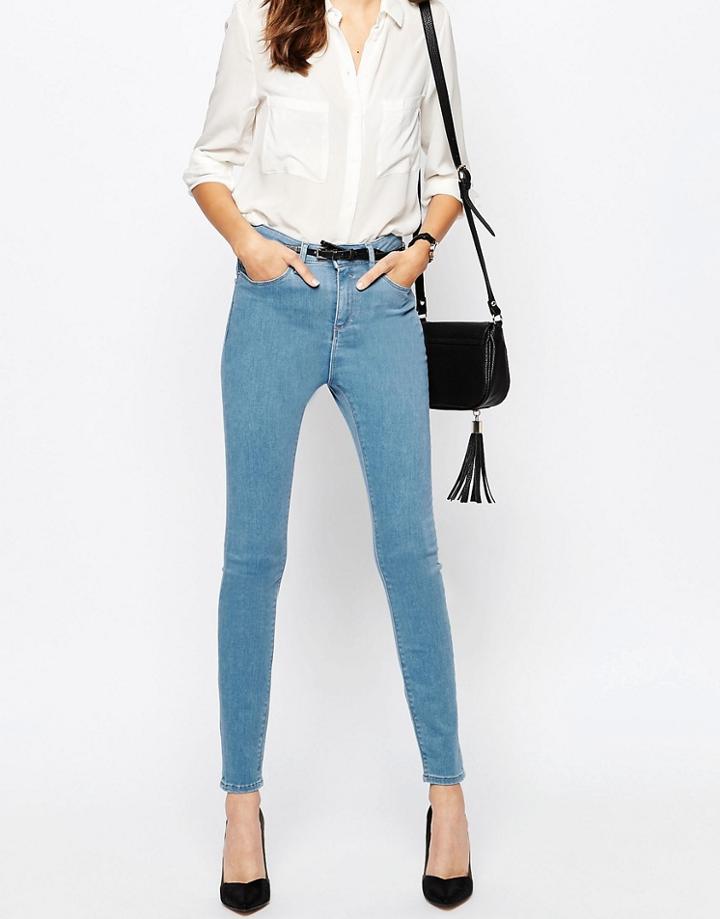 Asos Ridley Skinny Ankle Grazer Jeans In Honey Light Stonewash - Honey Light Blue