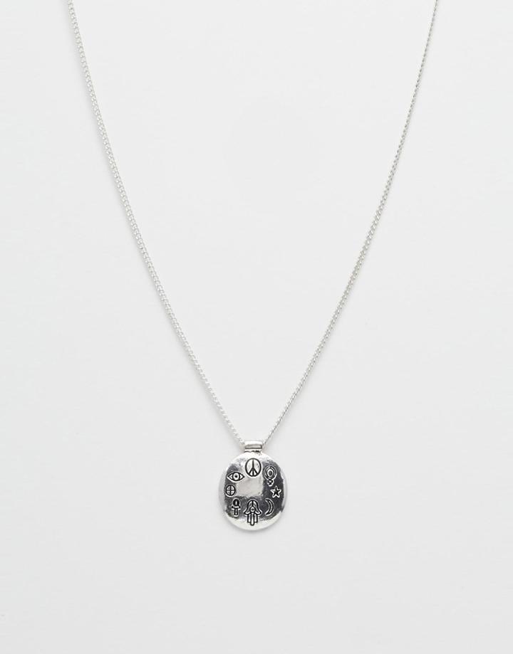 Asos Mystical Coin Necklace - Antique Silver