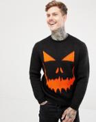 Asos Design Halloween Pumpkin Sweater - Black