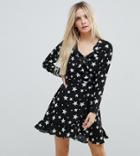 Asos Petite Star Print Ruffle Wrap Mini Dress - Multi