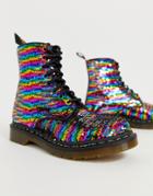 Dr Martens 1460 Pascal Boots In Rainbow Sequin - Multi