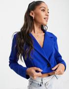 I Saw It First Cropped Blazer In Cobalt Blue - Part Of A Set-blues
