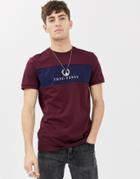 Fred Perry Sports Authentic Embroidered Panel T-shirt In Burgundy - Red