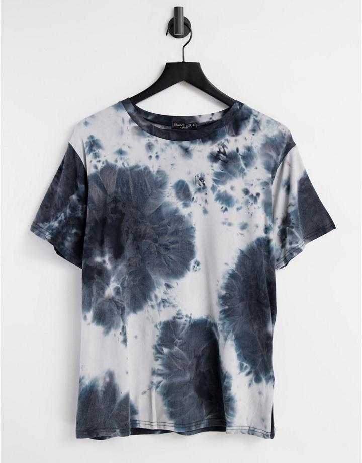 Brave Soul Tie Dye Relaxed Fit T-shirt-blues