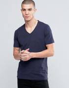 Selected Deep V Neck Navy T-shirt - Navy