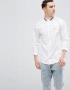 Tommy Hilfiger Woven Stripe Logo Collar Oxford Shirt Regular Fit In White - White