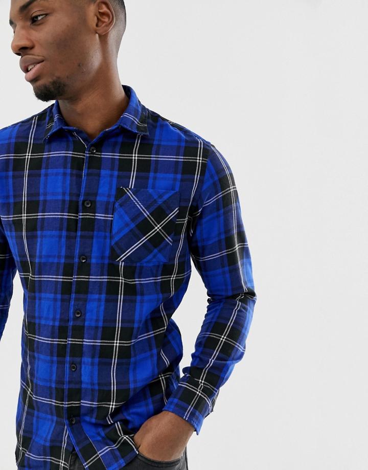 Jack & Jones Originals Checked Shirt In Slim Fit - Blue