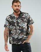 Asos Oversized Viscose Floral Print Shirt - Black