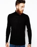 Asos Roll Neck Jumper In Stretch Rib