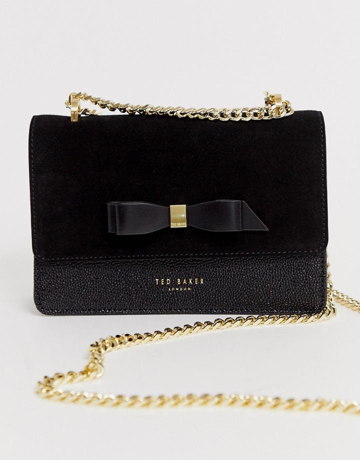 Ted Baker Omaria Bow Detail Suede Trim Mini Cross Body Bag - Black