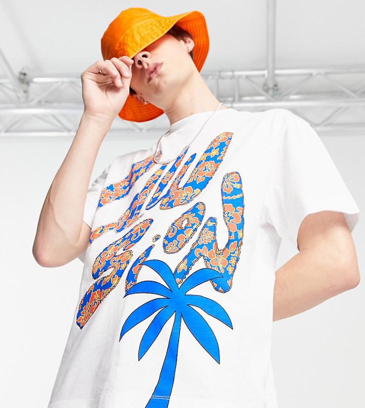 Collusion Beach T-shirt With Back Print-white