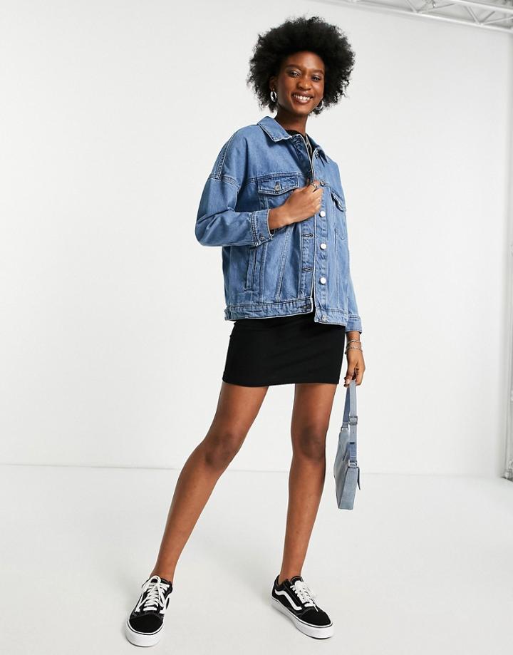 Only Oversized Denim Jacket In Blue-blues