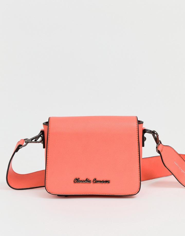 Claudia Canova Cross Body Bag With Chunky Contrast Strap - Orange