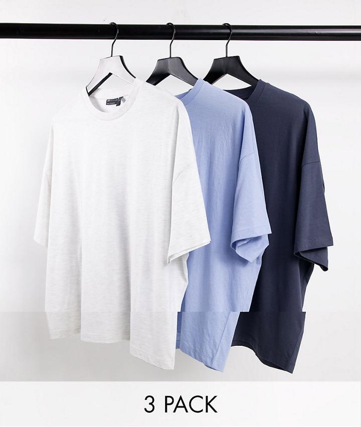 Asos Design 3 Pack Organic Blend Oversized T-shirt In Multi