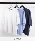 Asos Design 3 Pack Organic Blend Oversized T-shirt In Multi
