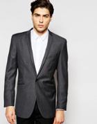 Hart Hollywood By Nick Hart 100% Wool Houndstooth Blazer With Notch Lapel In Slim Fit - Charcoal