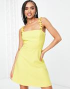 Trendyol Ruched Strap Mini Dress In Yellow