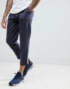 Boohooman Pin Stripe Cropped Joggers In Navy - Navy