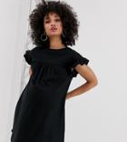 Asos Design Maternity Mini Reversible Cotton Slub Smock Dress - Black