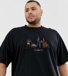 Asos Design Plus Oversized T-shirt With City Embroidery - Black