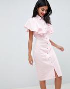 Closet London Pencil Dress With Frilled Sleeves - Pink