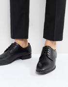 Asos Derby Shoes In Black Leather With Emboss Detail - Black
