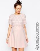 Asos Maternity Lace Double Layer A-line Dress - Pink