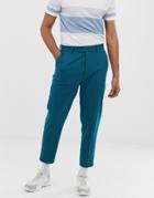 Asos Design Tapered Suit Pants In Teal-blue
