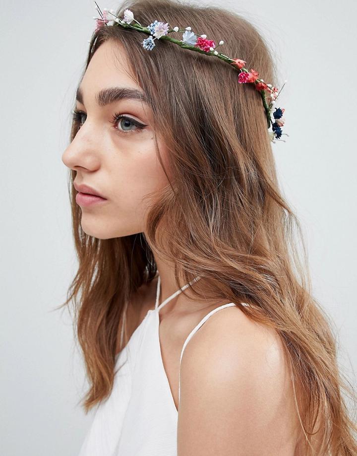 Asos Design Pretty Spring Floral Garland Headband - Multi