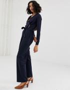 Vero Moda Wrap Button Detail Jumpsuit-navy