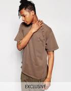 Reclaimed Vintage Oversized T-shirt With Distressing - Brown