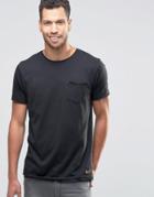 Brave Soul Plain Raw Edge T-shirt - Black