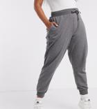 Asos Design Curve Basic Jogger With Tie In Charcoal Marl-grey