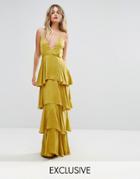 Missguided Tiered Ruffle Maxi Dress - Yellow