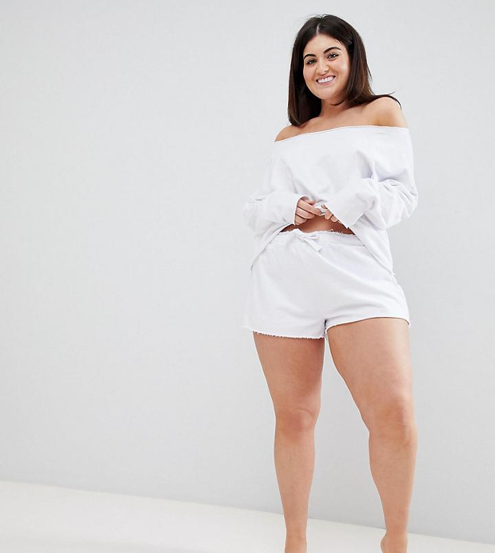 Asos Design Curve Raw Edge Short - White