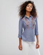 Esprit Floral Embroidered Shirt - Blue