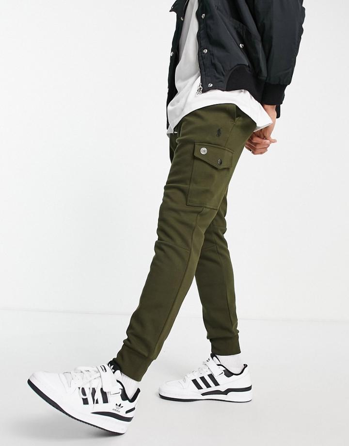 Polo Ralph Lauren Player Logo Cargo Sweatpants In Olive Green