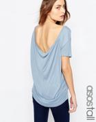 Asos Tall T-shirt With Scoop Back - Denim Blue