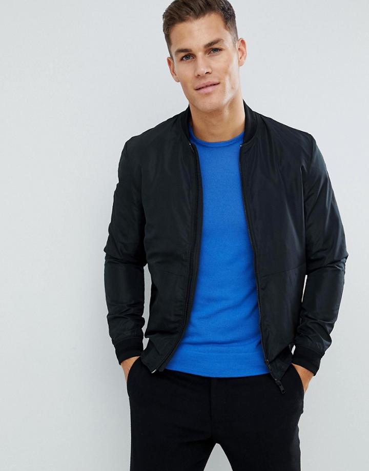 J.lindeberg Thom Gravity Bomber Jacket In Black - Black