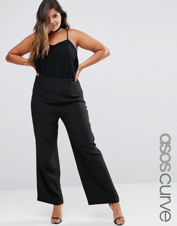 Asos Curve Super High Waist Wide Leg Pants - Black