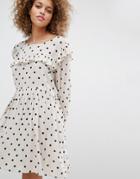 Stylenanda Smock Dress With Polka Dot Print - Cream