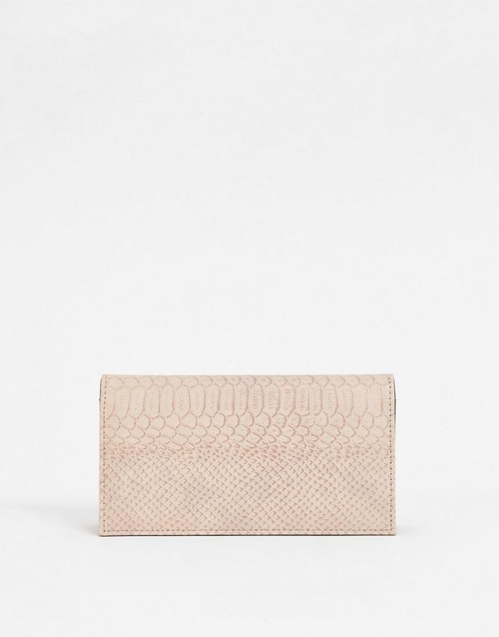 Asos Design Croc Effect Foldover Ladies' Wallet-pink